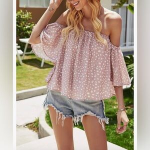 Hibluco Women’s Off The Shoulder Flare Sleeves New With Tags Size Large